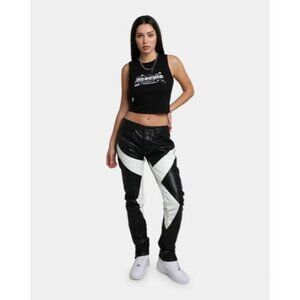 MNML Y2K Black & White Faux Leather Button Fly Pants Size 29